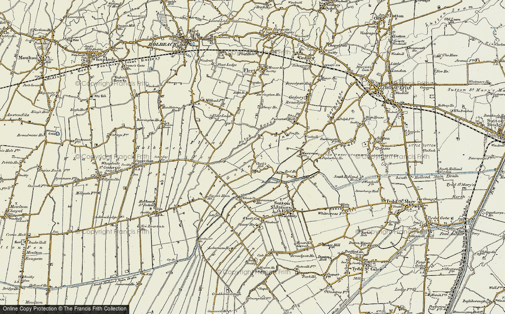 Old Map of Historic Map covering Gedney Fen in 1901-1902