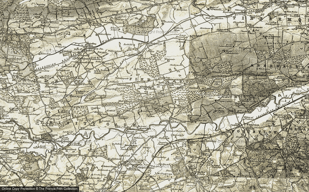 Old Map of Historic Map covering Broom of Dalreoch in 1906-1908