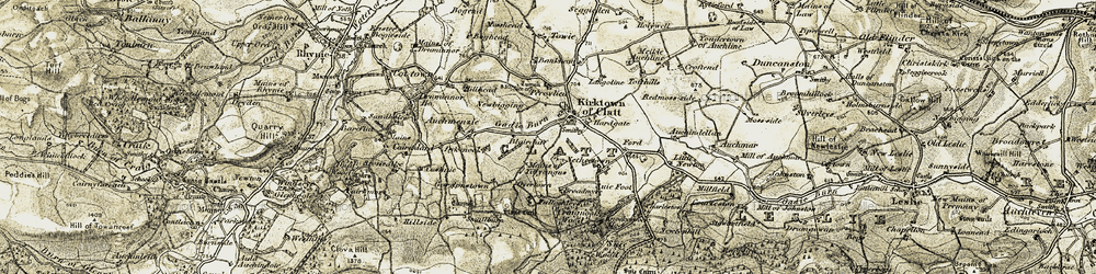 Old map of Clatt in 1908-1910