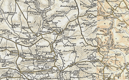 Old map of Clatworthy in 1898-1900