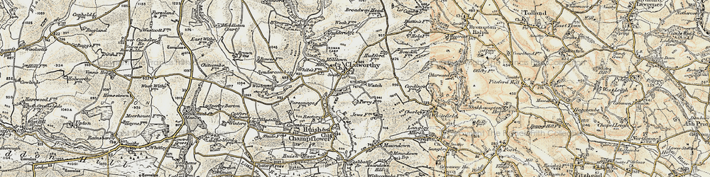 Old map of Clatworthy in 1898-1900