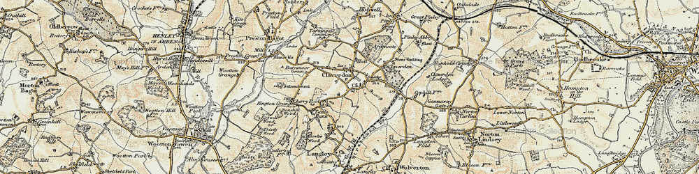 Old map of Claverdon in 1899-1902
