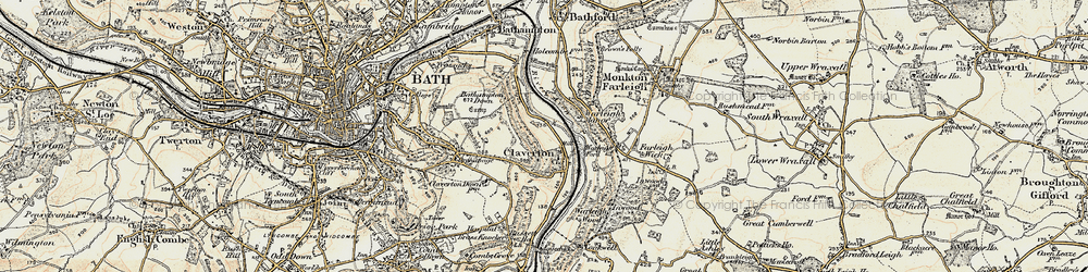 Old map of Claverton in 1898-1899