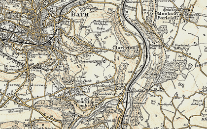Old map of Claverton Down in 1898-1899
