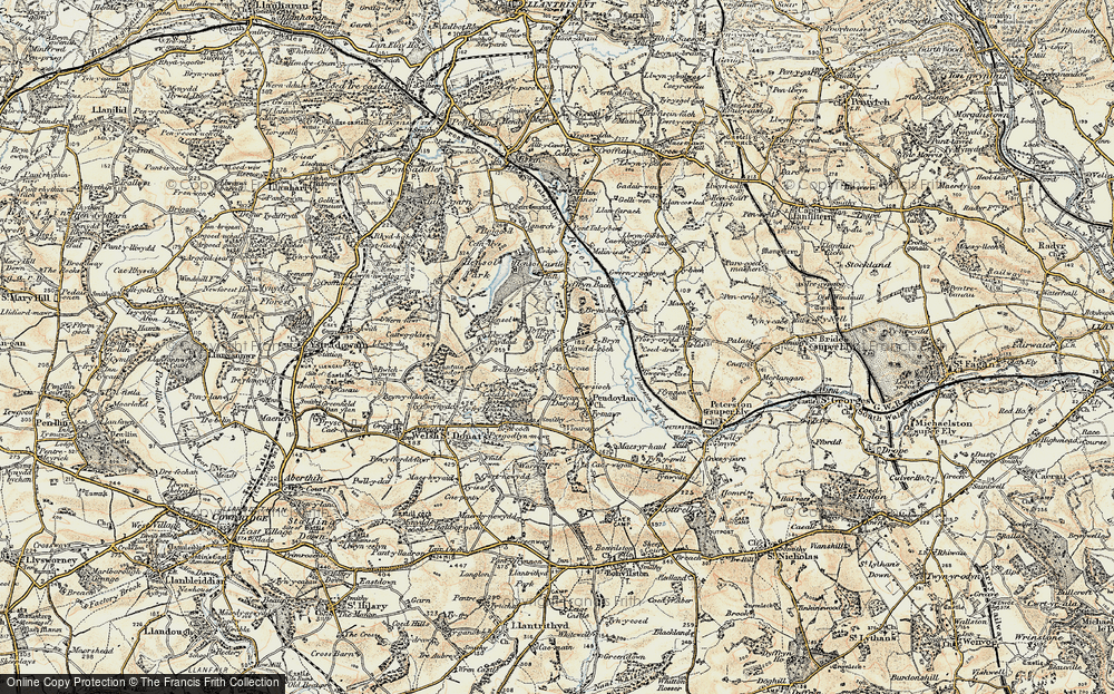 Old Map of Historic Map covering Brynhelygen in 1899-1900