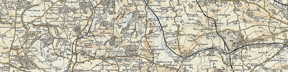 Old map of Brynhelygen in 1899-1900