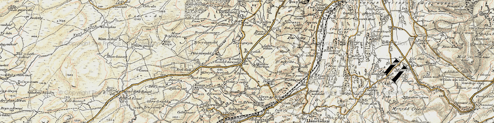 Old map of Clawdd-newydd in 1902-1903