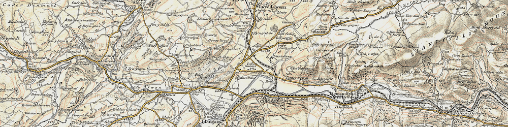 Old map of Clawdd Poncen in 1902-1903