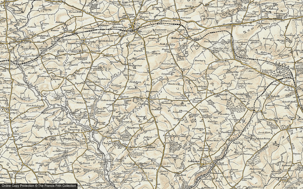 Old Map of Clawton, 1900 in 1900