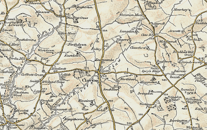Old map of Clawton in 1900