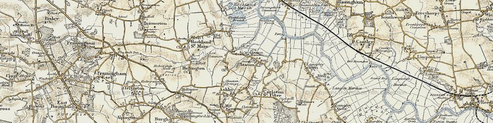 Old map of Claxton in 1901-1902