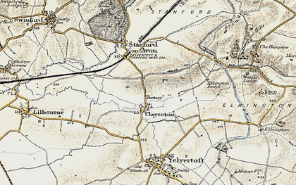 Old map of Clay Coton in 1901-1902