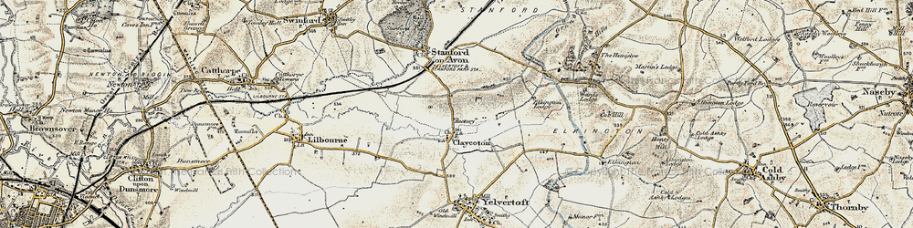 Old map of Clay Coton in 1901-1902