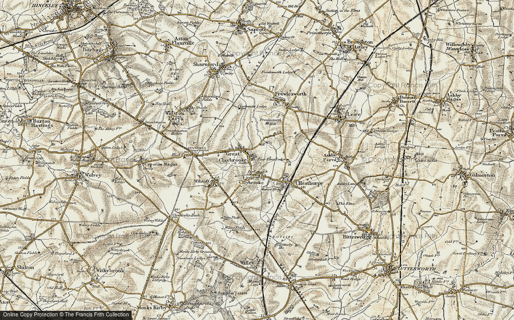 Old Map of Claybrooke Magna, 1901-1902 in 1901-1902