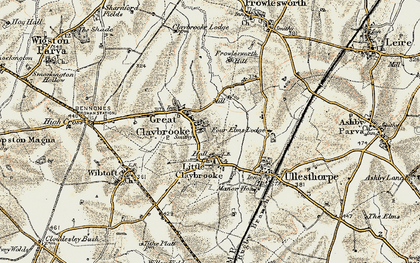 Old map of Claybrooke Magna in 1901-1902