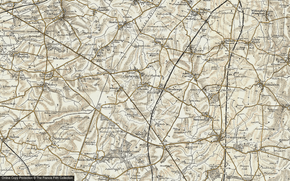 Old Map of Claybrooke Parva, 1901-1902 in 1901-1902