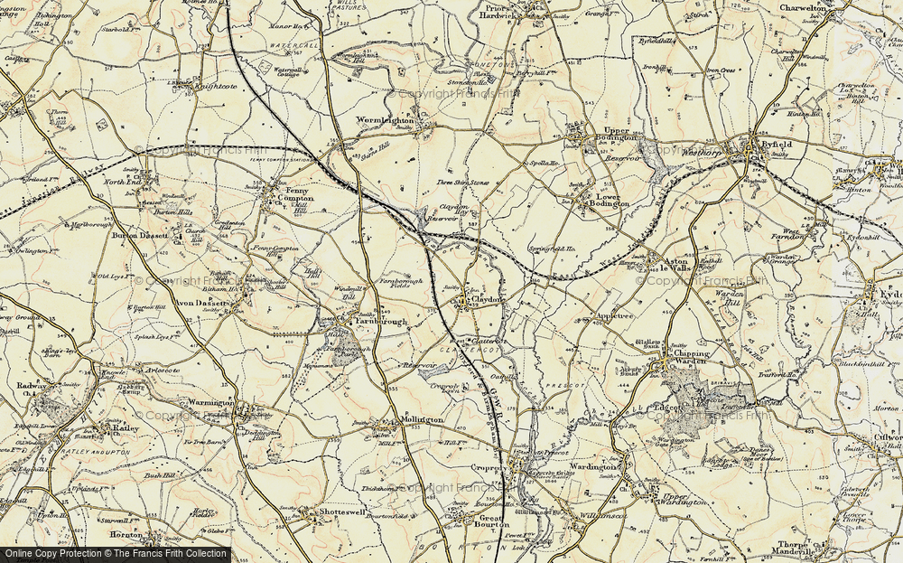 Old Map of Historic Map covering Wormleighton Resr in 1898-1901