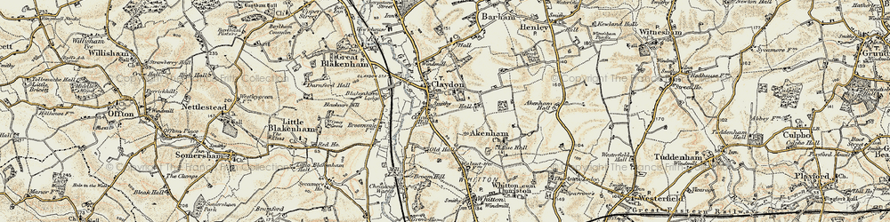 Old map of Claydon in 1898-1901