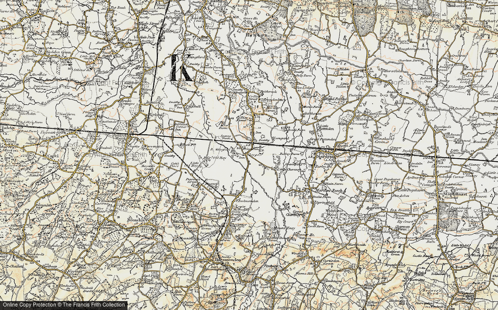 Old Map of Historic Map covering Bockingfold in 1897-1898