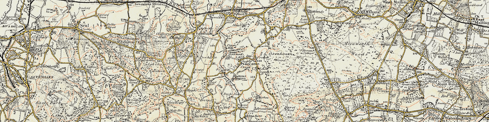 Old map of Claygate Cross in 1897-1898