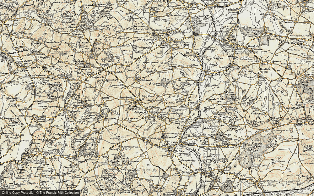 Old Map of Historic Map covering Chilworthy Ho in 1898-1899