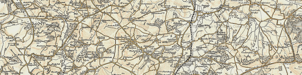 Old map of Clayhanger in 1898-1899