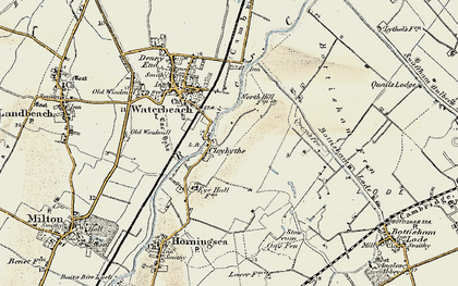 Old map of Bottisham Fen in 1899-1901