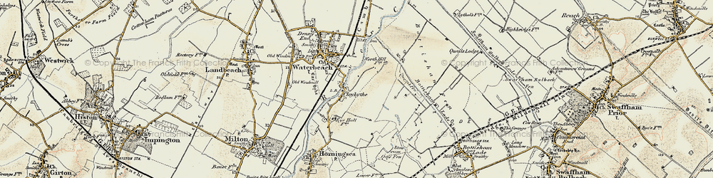 Old map of Bottisham Lode in 1899-1901
