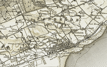 Old map of Balmachie in 1907-1908