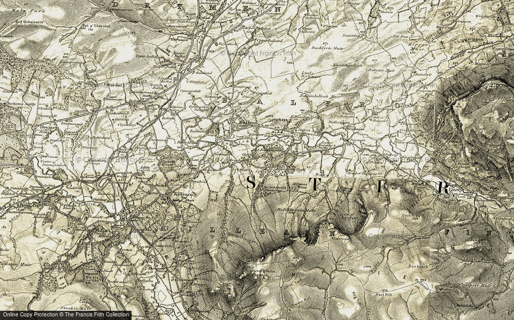 Old Map of Historic Map covering Ballikinrain Burn in 1904-1907
