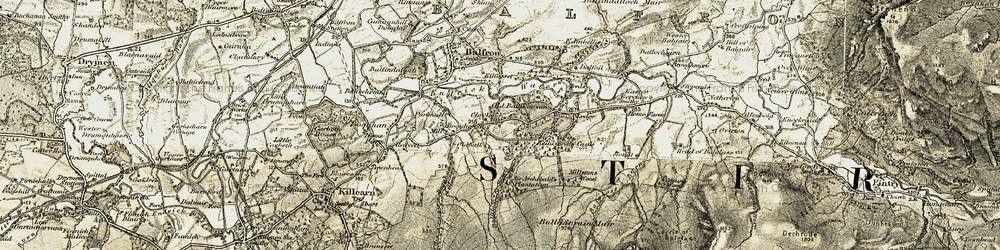 Old map of Ballikinrain Burn in 1904-1907