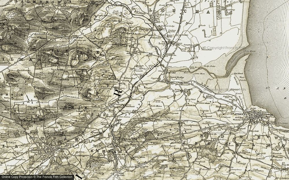 Old Map of Historic Map covering Bruckley in 1906-1908