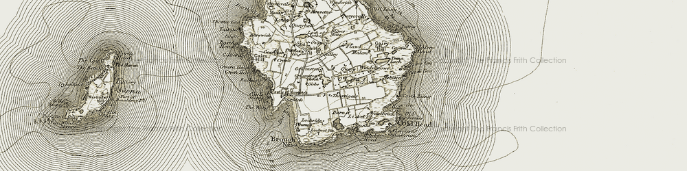 Old map of Brough Ness in 1911-1912