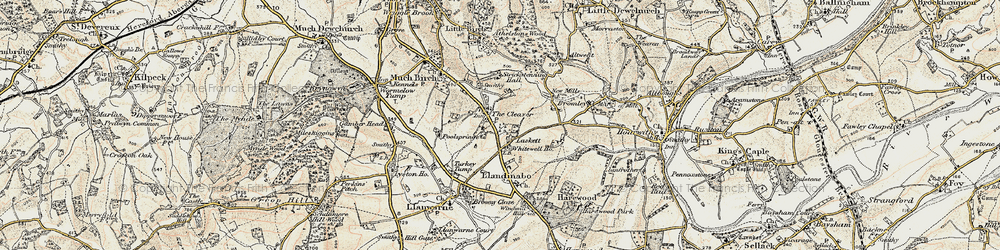 Old map of Whitewell Ho in 1899-1900