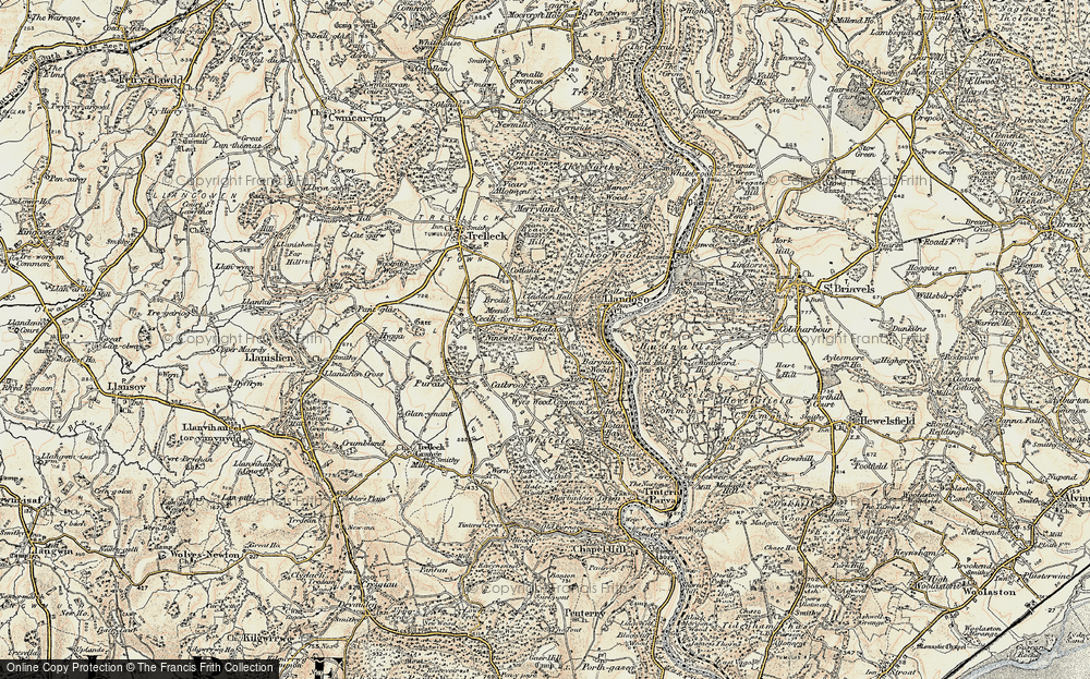 Old Map of Historic Map covering Bargain Wood in 1899-1900