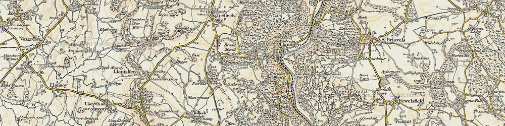 Old map of Cleddon in 1899-1900