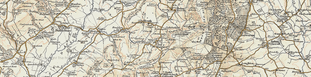 Old map of Clee St Margaret in 1901-1902