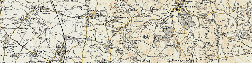 Old map of Cleeve Hill in 1899-1900