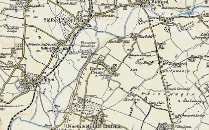 Old map of Cleeve Prior in 1899-1901
