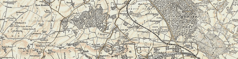 Old map of Clench Common in 1897-1899