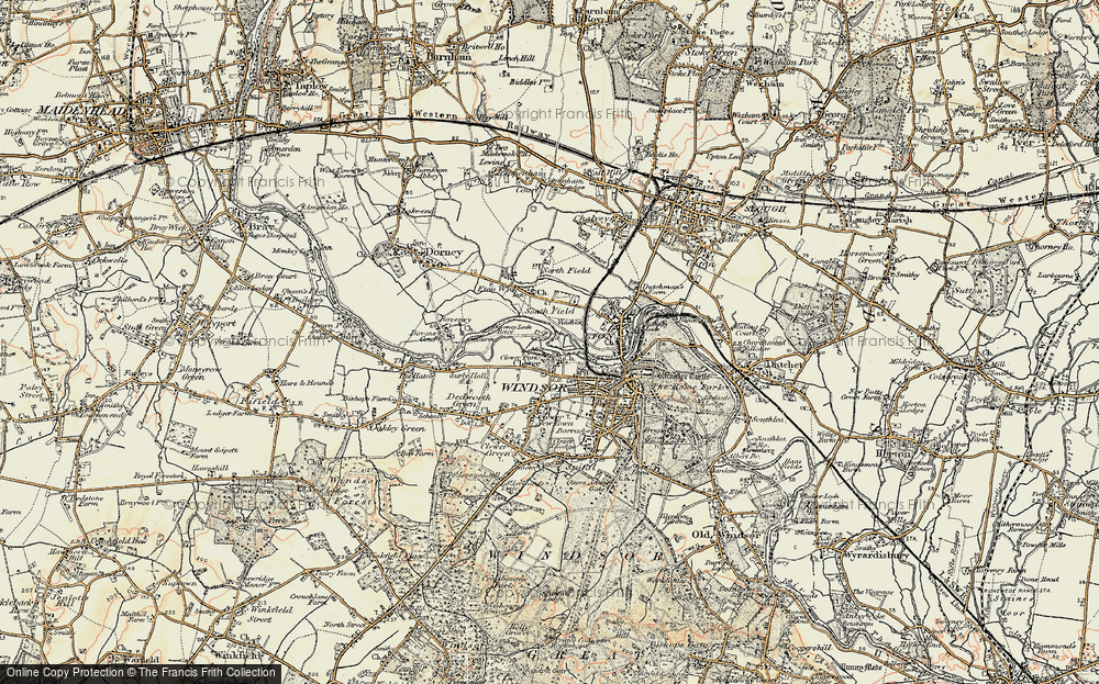 Old Map of Historic Map covering Boveney Lock in 1897-1909