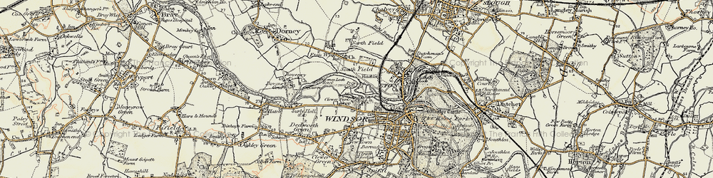 Old map of Boveney Lock in 1897-1909