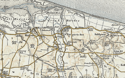 Old map of Cley next the Sea in 1901-1902