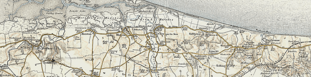 Old map of Cley next the Sea in 1901-1902