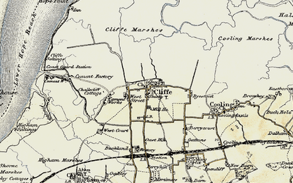 Old map of Cliffe in 1897-1898