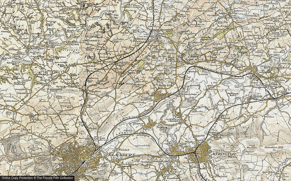 Old Map of Historic Map covering Bowley Hill in 1903