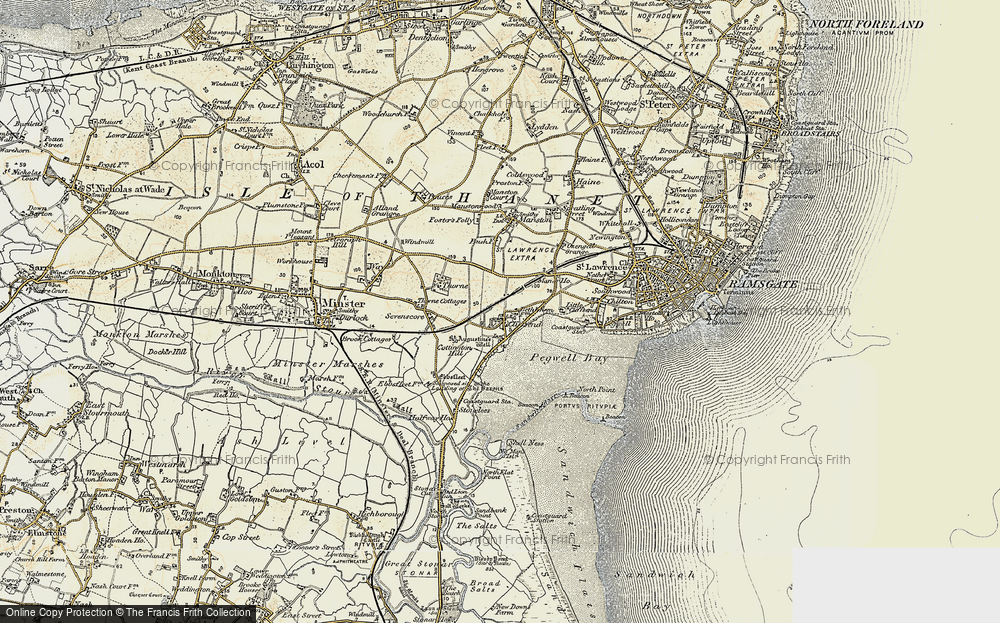 Old Map of Historic Map covering Ebbsfleet in 1898-1899