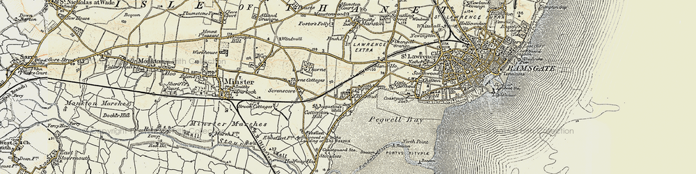 Old map of Ebbsfleet in 1898-1899