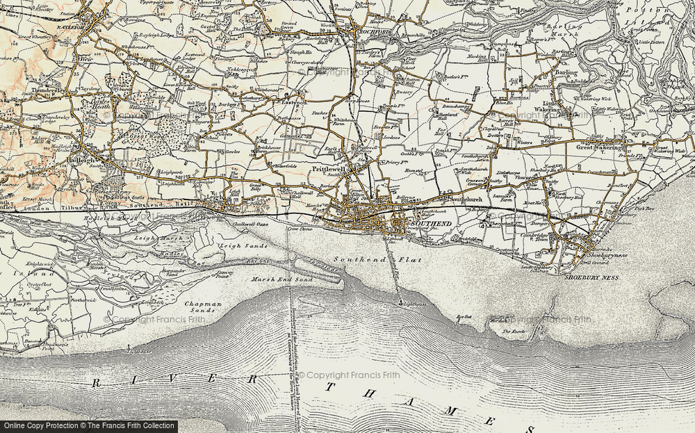 Old Map of Historic Map covering Southend-on-Sea in 1897-1898