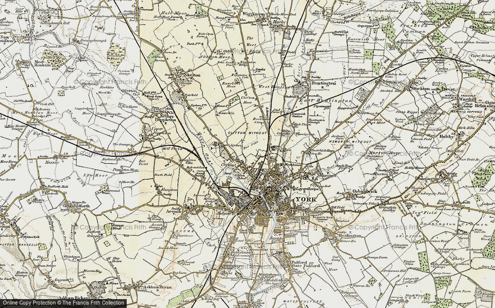 Old Map of Historic Map covering Bootham Stray in 1903